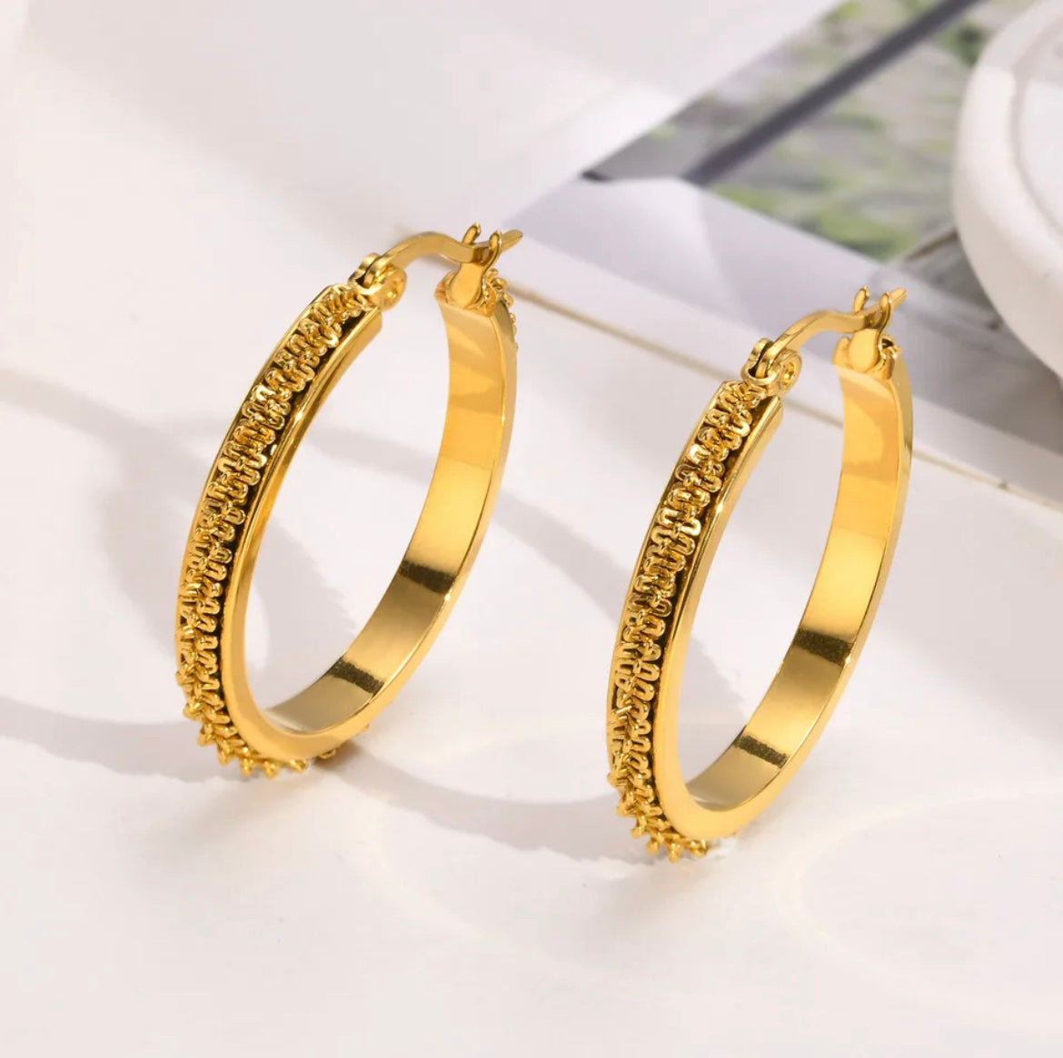 Gold sparkle shop hoop earrings