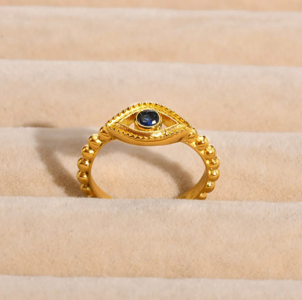 Evil Eye Adjustable Ring, Cubic Zirconia Good Luck Protection