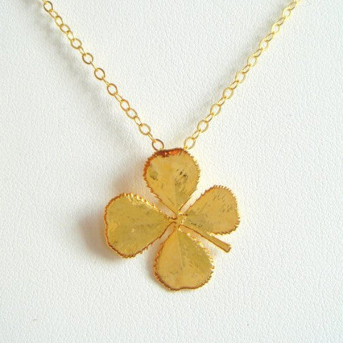Gold plated necklace Upside Down Four-Leaf Clover Jump Ring Necklace